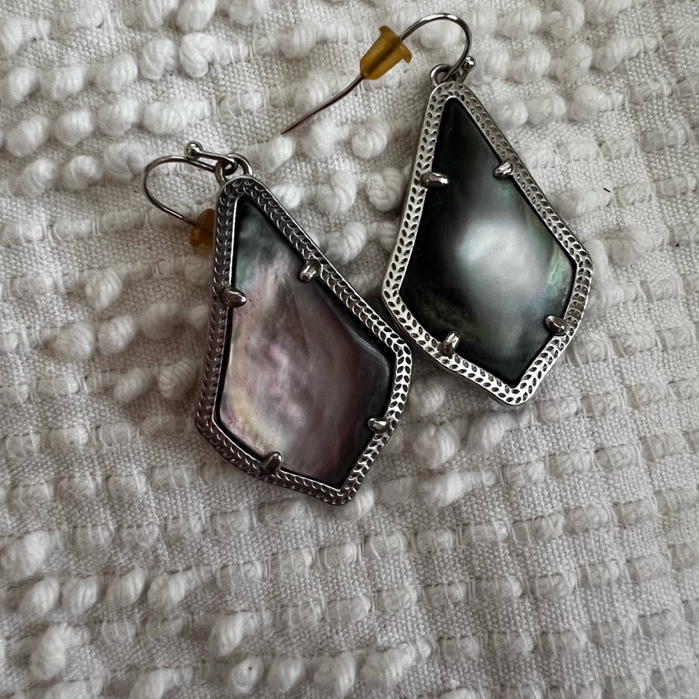 Kendra Scott Silver Earrings with Iridescent Accents - Picture 2 of 2